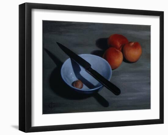 Bowl, Knife and Nectarines, 2009-James Gillick-Framed Giclee Print