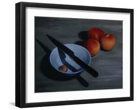 Bowl, Knife and Nectarines, 2009-James Gillick-Framed Giclee Print