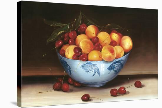 Bowl of Cherries and Peaches-Mimi Roberts-Stretched Canvas