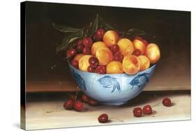 Bowl of Cherries and Peaches-Mimi Roberts-Stretched Canvas