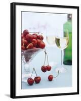 Bowl of Cherries and Two Glasses of White Wine-Vladimir Shulevsky-Framed Photographic Print