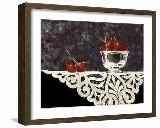 Bowl of Cherries with Lace-Sandra Willard-Framed Giclee Print