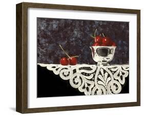 Bowl of Cherries with Lace-Sandra Willard-Framed Giclee Print