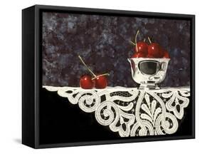 Bowl of Cherries with Lace-Sandra Willard-Framed Stretched Canvas