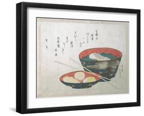 Bowl of Fish and Noodles (New Year Meal)-Teisai Hokuba-Framed Giclee Print