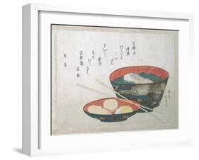 Bowl of Fish and Noodles (New Year Meal)-Teisai Hokuba-Framed Giclee Print