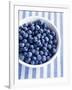 Bowl of Fresh Blueberries on Striped Cloth-Yvonne Duivenvoorden-Framed Photographic Print