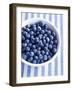 Bowl of Fresh Blueberries on Striped Cloth-Yvonne Duivenvoorden-Framed Photographic Print