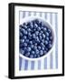 Bowl of Fresh Blueberries on Striped Cloth-Yvonne Duivenvoorden-Framed Photographic Print