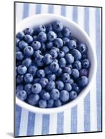 Bowl of Fresh Blueberries on Striped Cloth-Yvonne Duivenvoorden-Mounted Photographic Print