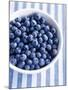 Bowl of Fresh Blueberries on Striped Cloth-Yvonne Duivenvoorden-Mounted Photographic Print