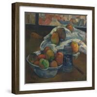 Bowl of Fruit and Tankard before a Window. Probably 1890-Paul Gauguin-Framed Giclee Print