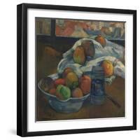 Bowl of Fruit and Tankard before a Window. Probably 1890-Paul Gauguin-Framed Giclee Print