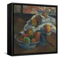 Bowl of Fruit and Tankard before a Window. Probably 1890-Paul Gauguin-Framed Stretched Canvas