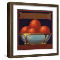 Bowl of Oranges - Citrus Crate Label-Lantern Press-Framed Art Print