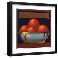 Bowl of Oranges - Citrus Crate Label-Lantern Press-Framed Art Print