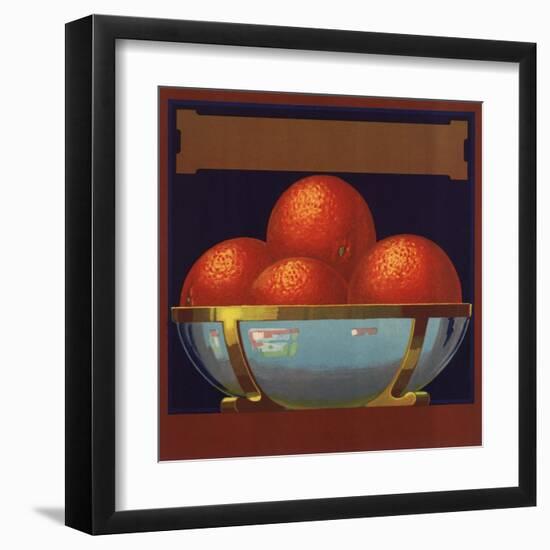 Bowl of Oranges - Citrus Crate Label-Lantern Press-Framed Art Print