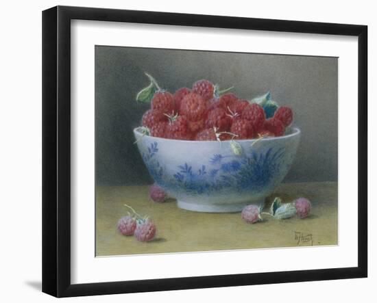 Bowl of Raspberries-William B. Hough-Framed Giclee Print