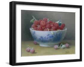 Bowl of Raspberries-William B. Hough-Framed Giclee Print