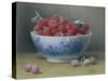 Bowl of Raspberries-William B. Hough-Stretched Canvas