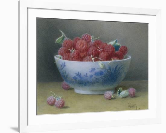 Bowl of Raspberries-William B. Hough-Framed Giclee Print