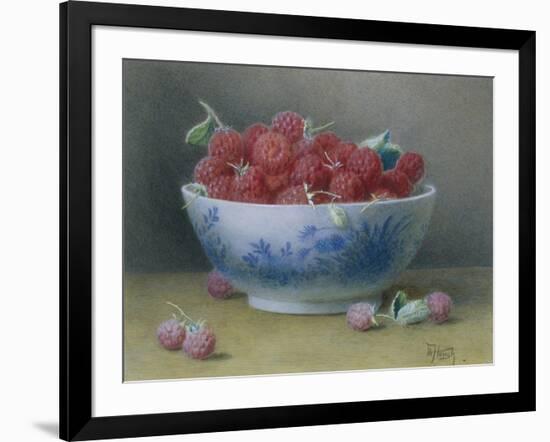 Bowl of Raspberries-William B. Hough-Framed Giclee Print