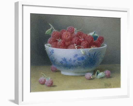 Bowl of Raspberries-William B. Hough-Framed Giclee Print