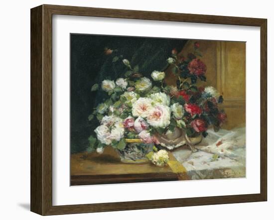 Bowl of Roses-Eugene Henri Cauchois-Framed Giclee Print