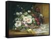 Bowl of Roses-Eugene Henri Cauchois-Framed Stretched Canvas