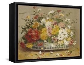 Bowl of Summer Flowers-Eugene Henri Cauchois-Framed Stretched Canvas