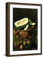 Bowl with Melon, Figs and Mushrooms, 1620-Juan Fernandez el labrador-Framed Giclee Print