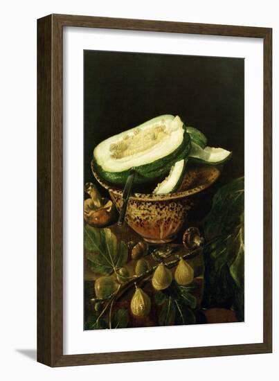 Bowl with Melon, Figs and Mushrooms, 1620-Juan Fernandez el labrador-Framed Giclee Print