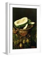 Bowl with Melon, Figs and Mushrooms, 1620-Juan Fernandez el labrador-Framed Giclee Print