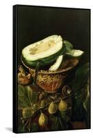 Bowl with Melon, Figs and Mushrooms, 1620-Juan Fernandez el labrador-Framed Stretched Canvas