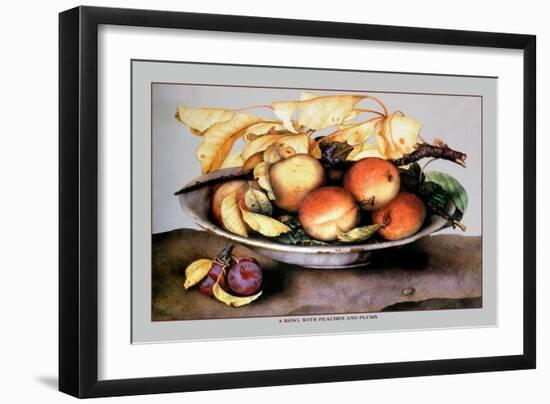 Bowl with Peaches and Plums-Giovanna Garzoni-Framed Art Print