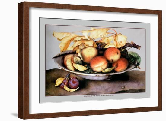 Bowl with Peaches and Plums-Giovanna Garzoni-Framed Art Print