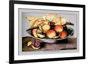 Bowl with Peaches and Plums-Giovanna Garzoni-Framed Premium Giclee Print