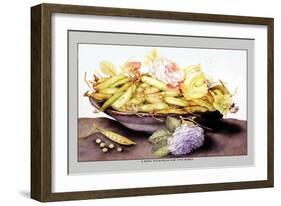 Bowl with Pears and Two Roses-Giovanna Garzoni-Framed Art Print