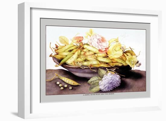 Bowl with Pears and Two Roses-Giovanna Garzoni-Framed Art Print