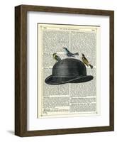 Bowler Hat with Birds-Marion Mcconaghie-Framed Art Print