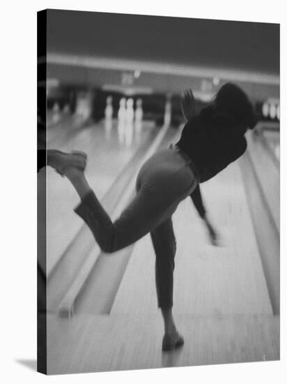 Bowler Phyllis Mercer Gracefully Flinging Ball Down Lane-Stan Wayman-Stretched Canvas