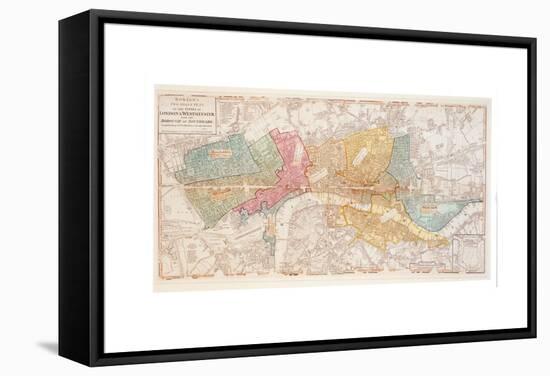 Bowles's Two Sheet Plan of the Cities of London and Westminster with the Borough of Southwark-English School-Framed Stretched Canvas