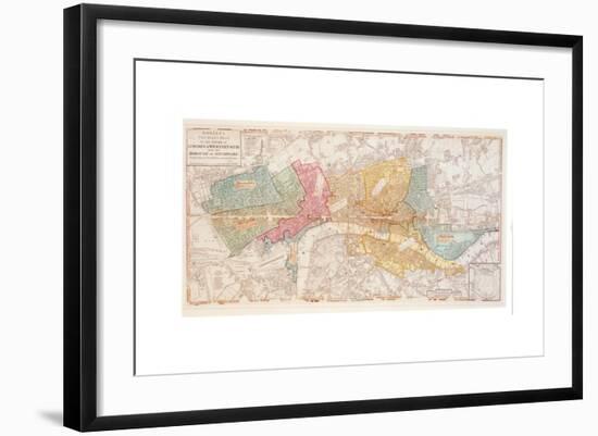 Bowles's Two Sheet Plan of the Cities of London and Westminster with the Borough of Southwark-English School-Framed Giclee Print