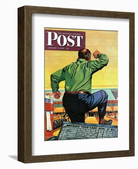 "Bowling a Split," Saturday Evening Post Cover, January 6, 1945-Stan Ekman-Framed Giclee Print