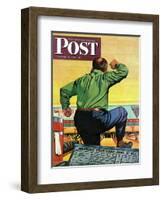 "Bowling a Split," Saturday Evening Post Cover, January 6, 1945-Stan Ekman-Framed Premium Giclee Print
