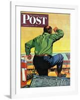 "Bowling a Split," Saturday Evening Post Cover, January 6, 1945-Stan Ekman-Framed Giclee Print