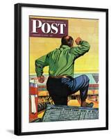 "Bowling a Split," Saturday Evening Post Cover, January 6, 1945-Stan Ekman-Framed Giclee Print