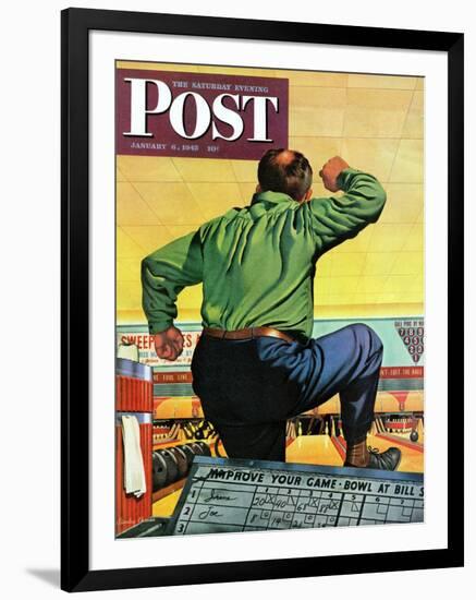 "Bowling a Split," Saturday Evening Post Cover, January 6, 1945-Stan Ekman-Framed Giclee Print