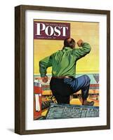 "Bowling a Split," Saturday Evening Post Cover, January 6, 1945-Stan Ekman-Framed Giclee Print