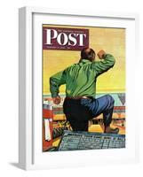 "Bowling a Split," Saturday Evening Post Cover, January 6, 1945-Stan Ekman-Framed Giclee Print